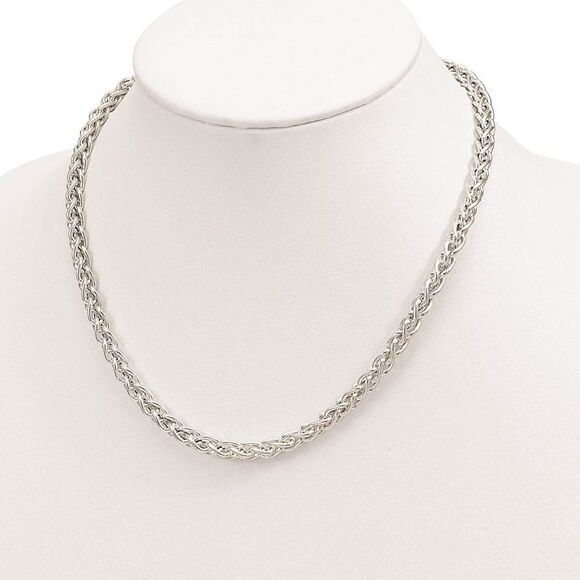 5.75mm Sterling Silver Polished Hollow Spiga Chain Necklace, 18 Inch - Picture 3 of 7